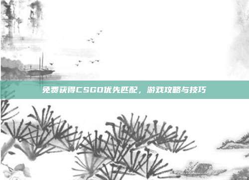 免费获得CSGO优先匹配，游戏攻略与技巧