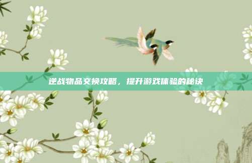 逆战物品交换攻略,提升游戏体验的秘诀