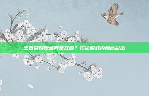 王者荣耀隐藏阵营在哪?揭秘游戏内隐藏彩蛋
