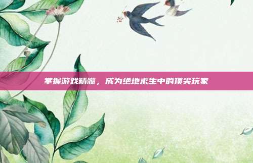 掌握游戏精髓,成为绝地求生中的顶尖玩家
