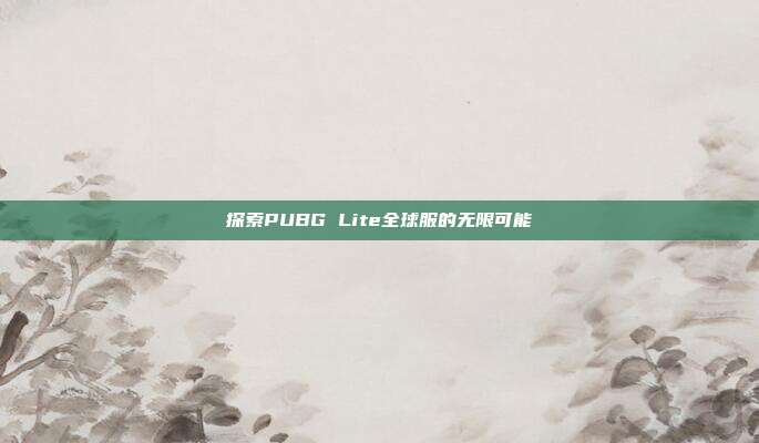 探索PUBG Lite全球服的无限可能