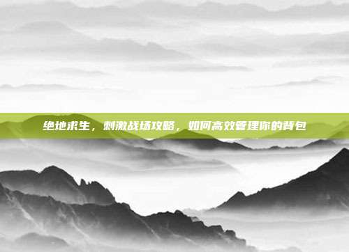 绝地求生,刺激战场攻略,如何高效管理你的背包