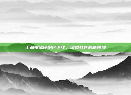 王者荣耀评论区下线,游戏社区的新挑战