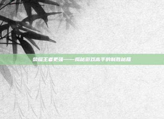 荣耀王者更强——揭秘游戏高手的制胜秘籍