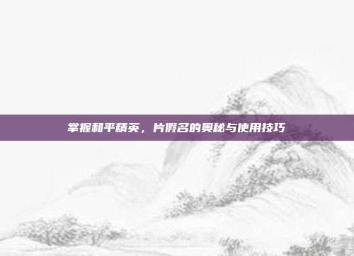 掌握和平精英,片假名的奥秘与使用技巧