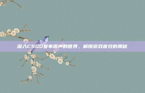 深入CSGO赛事原声的世界，解锁游戏音效的奥秘