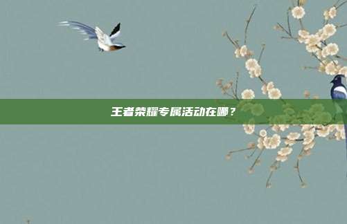 王者荣耀专属活动在哪？