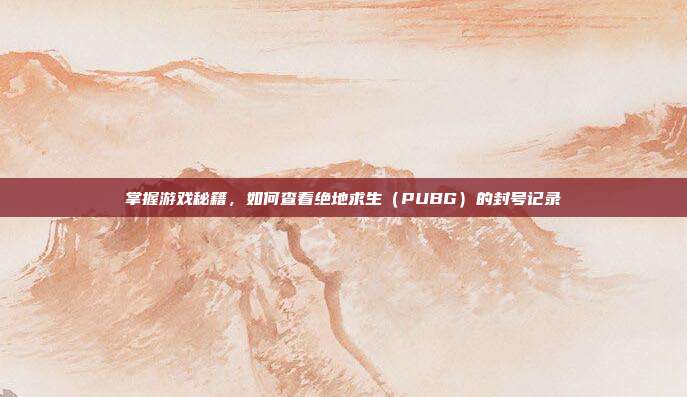 掌握游戏秘籍，如何查看绝地求生（PUBG）的封号记录