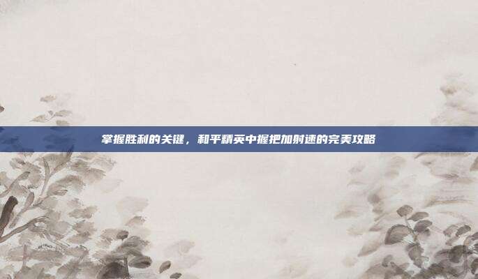 掌握胜利的关键,和平精英中握把加射速的完美攻略
