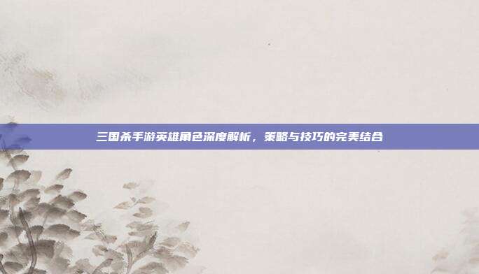 三国杀手游英雄角色深度解析，策略与技巧的完美结合