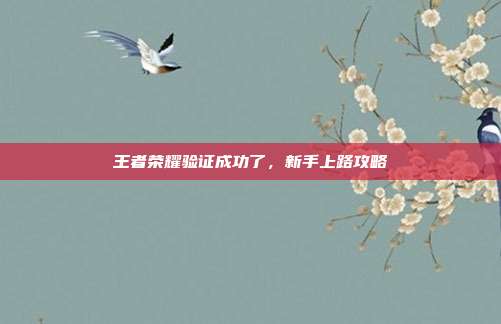 王者荣耀验证成功了，新手上路攻略