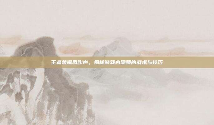 王者荣耀风吹声，揭秘游戏内隐藏的战术与技巧