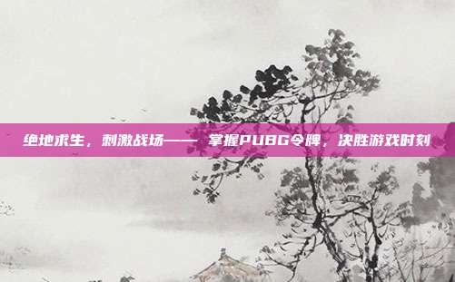 绝地求生，刺激战场—— 掌握PUBG令牌，决胜游戏时刻