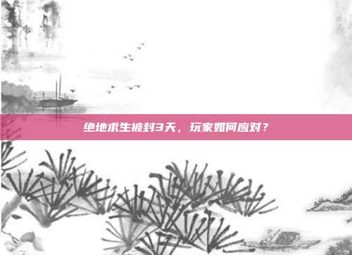 绝地求生被封3天，玩家如何应对？