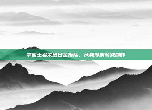 掌握王者荣耀白金指标，成就你的游戏巅峰