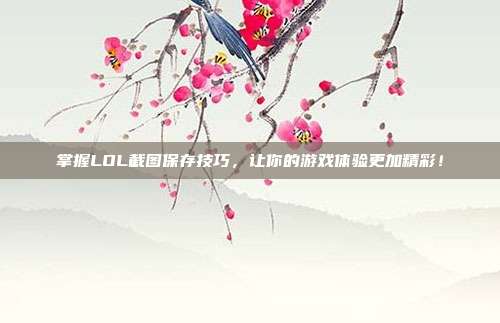 掌握LOL截图保存技巧,让你的游戏体验更加精彩!