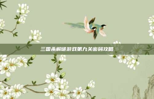 三国杀解谜游戏第九关密码攻略