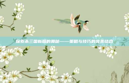 探索杀三国新版的奥秘——策略与技巧的完美结合