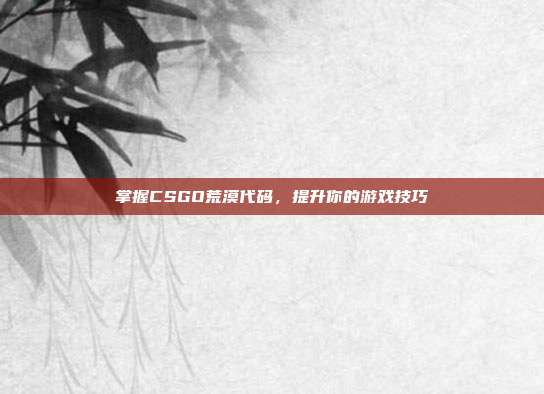 掌握CSGO荒漠代码,提升你的游戏技巧