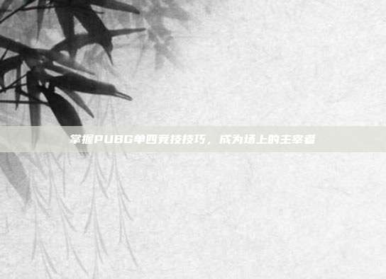 掌握PUBG单四竞技技巧,成为场上的主宰者