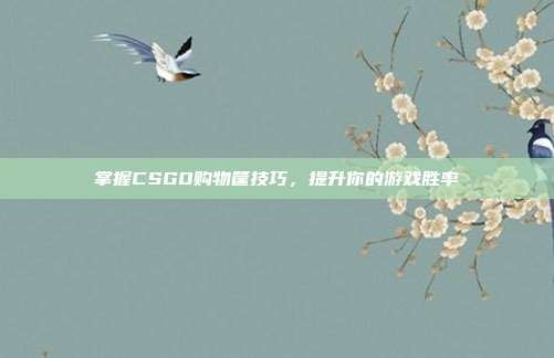 掌握CSGO购物筐技巧,提升你的游戏胜率