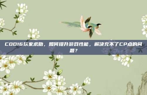 COD16玩家求助，如何提升游戏性能，解决充不了CP点的问题？