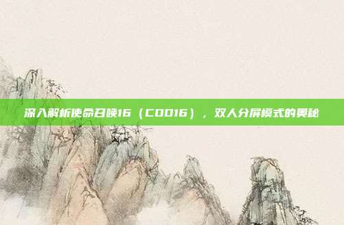 深入解析使命召唤16（COD16），双人分屏模式的奥秘