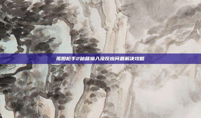 孤胆枪手2秘籍输入没反应问题解决攻略