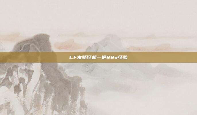 CF末路狂飙一把22w经验
