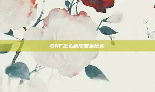 DNF怎么解除安全模式