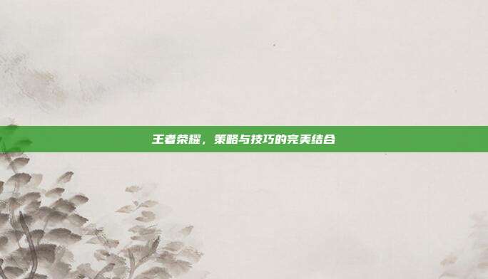 王者荣耀，策略与技巧的完美结合
