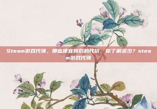 Steam游戏代领，那些便宜背后的代价，你了解多少？steam游戏代领
