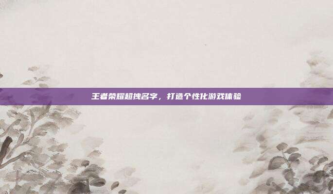王者荣耀超拽名字，打造个性化游戏体验