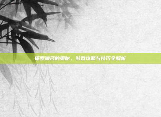 探索濑名的奥秘，游戏攻略与技巧全解析