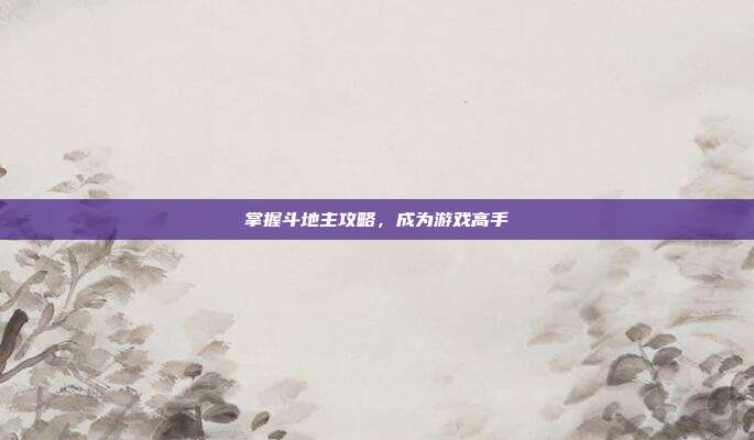 掌握斗地主攻略,成为游戏高手