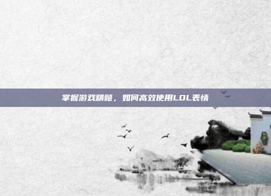 掌握游戏精髓,如何高效使用LOL表情