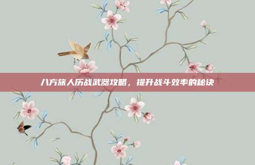 八方旅人历战武器攻略，提升战斗效率的秘诀