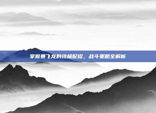掌握暴飞龙的终极配招,战斗策略全解析