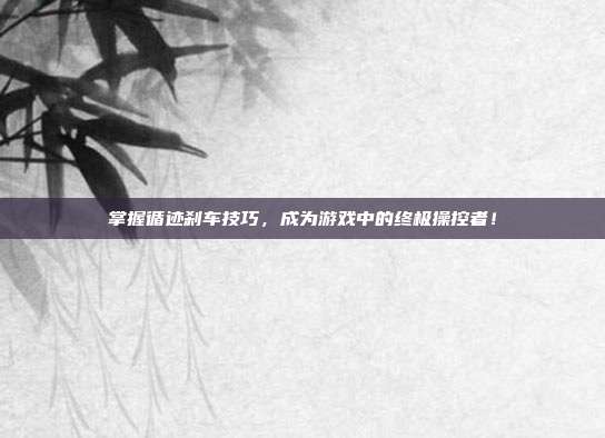 掌握循迹刹车技巧,成为游戏中的终极操控者!