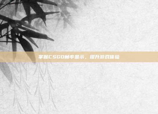 掌握CSGO帧率显示,提升游戏体验