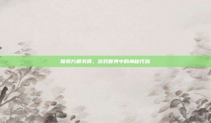 探索方根书简，游戏世界中的神秘代码