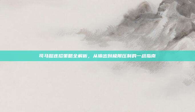 司马懿连招策略全解析，从输出到极限压制的一战指南