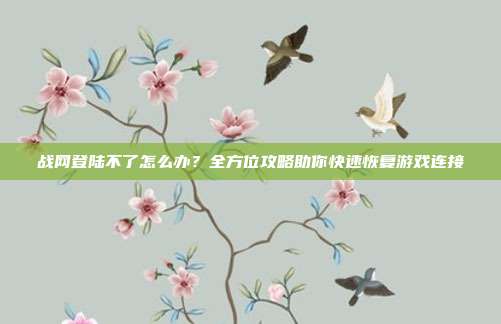 战网登陆不了怎么办？全方位攻略助你快速恢复游戏连接