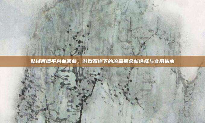 私域直播平台有哪些,游戏赛道下的流量掘金新选择与实用指南