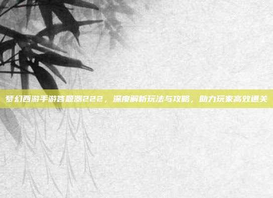 梦幻西游手游答题器222,深度解析玩法与攻略,助力玩家高效通关