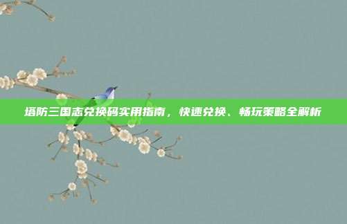 塔防三国志兑换码实用指南,快速兑换、畅玩策略全解析