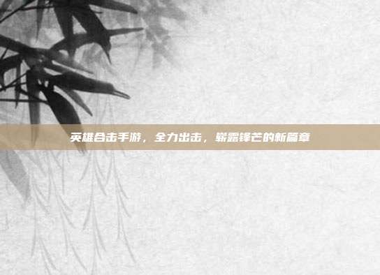 英雄合击手游，全力出击，崭露锋芒的新篇章