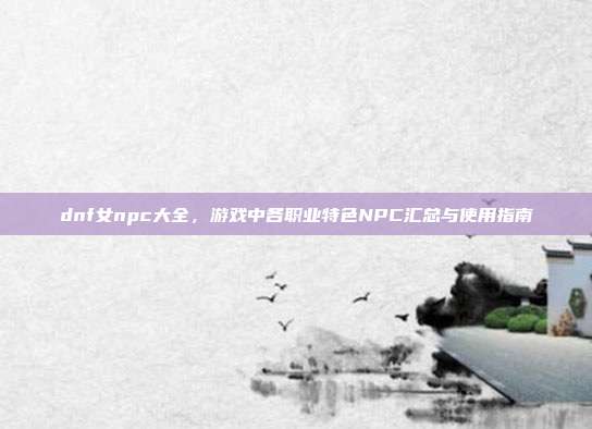 dnf女npc大全,游戏中各职业特色NPC汇总与使用指南