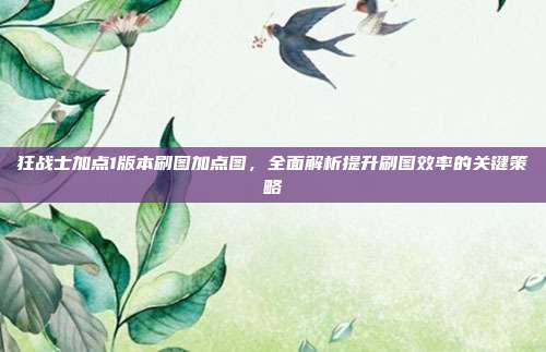狂战士加点1版本刷图加点图,全面解析提升刷图效率的关键策略