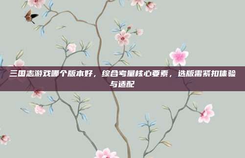 三国志游戏哪个版本好，综合考量核心要素，选版需紧扣体验与适配
